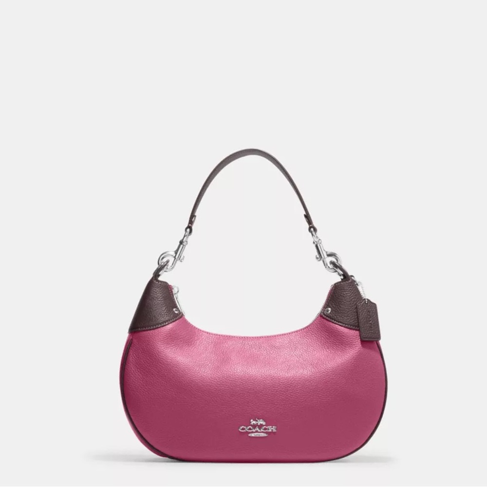 Coach Pebble Leather Mara Hobo Shoulder Bag CJ864 Light Raspberry Multi